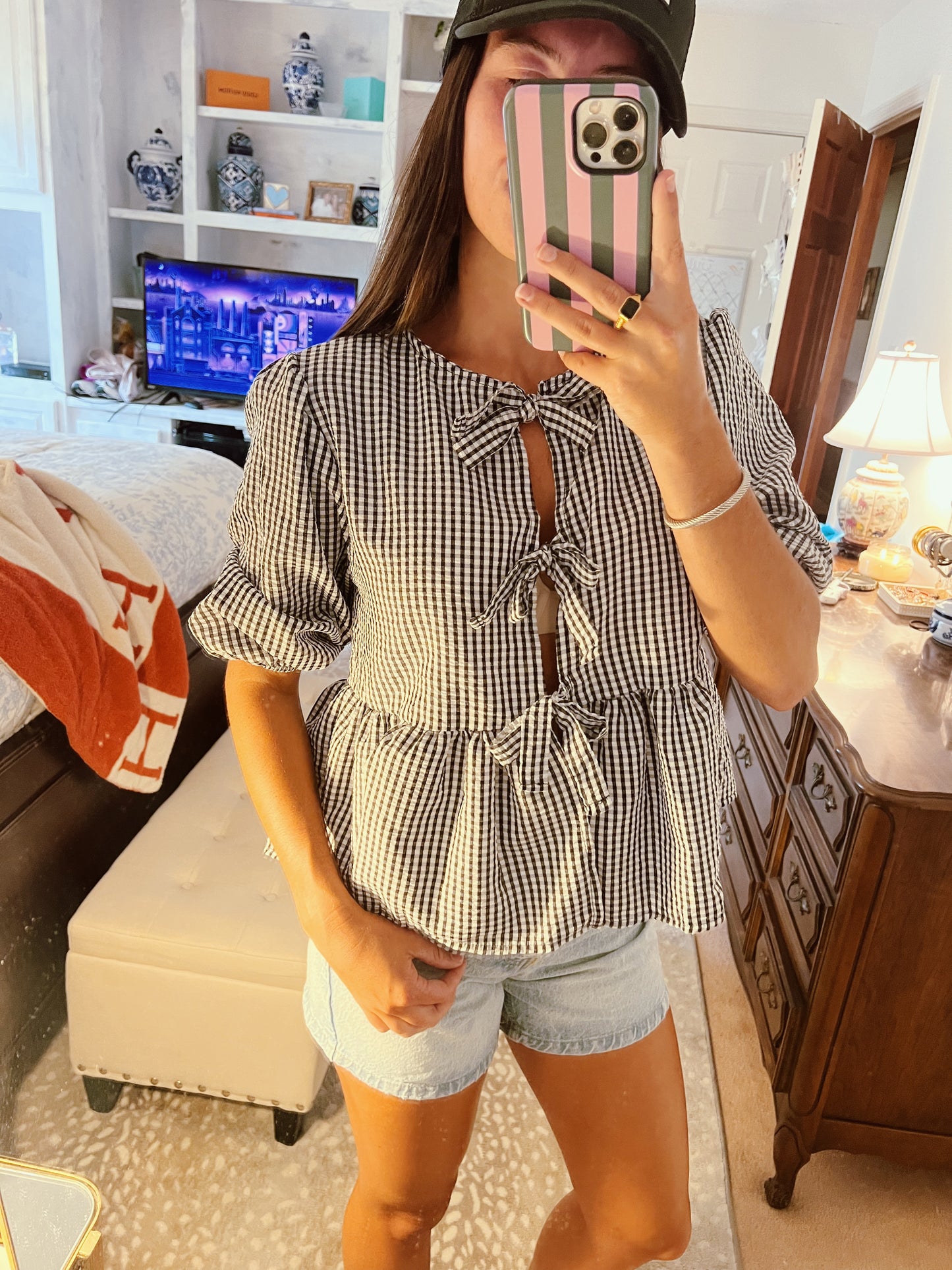 Gingham Bow Top