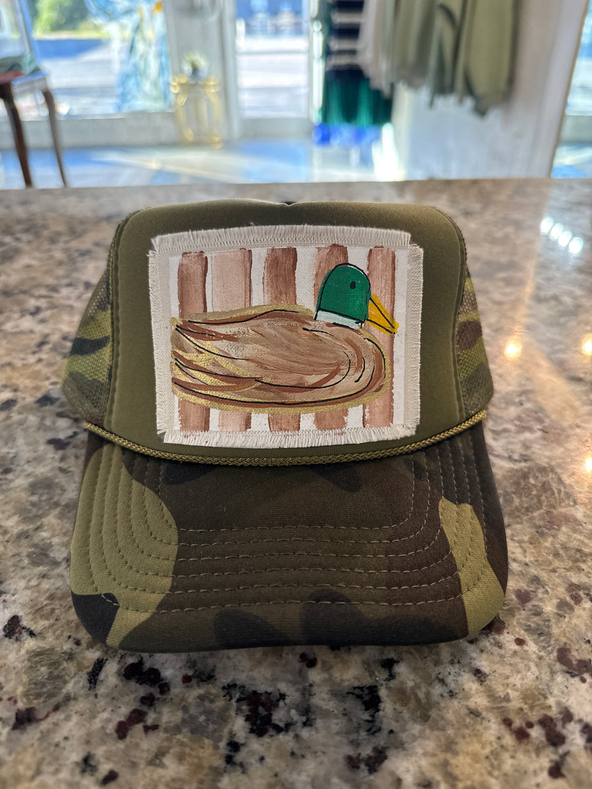 Brown Stripe Duck Camo Trucker hat