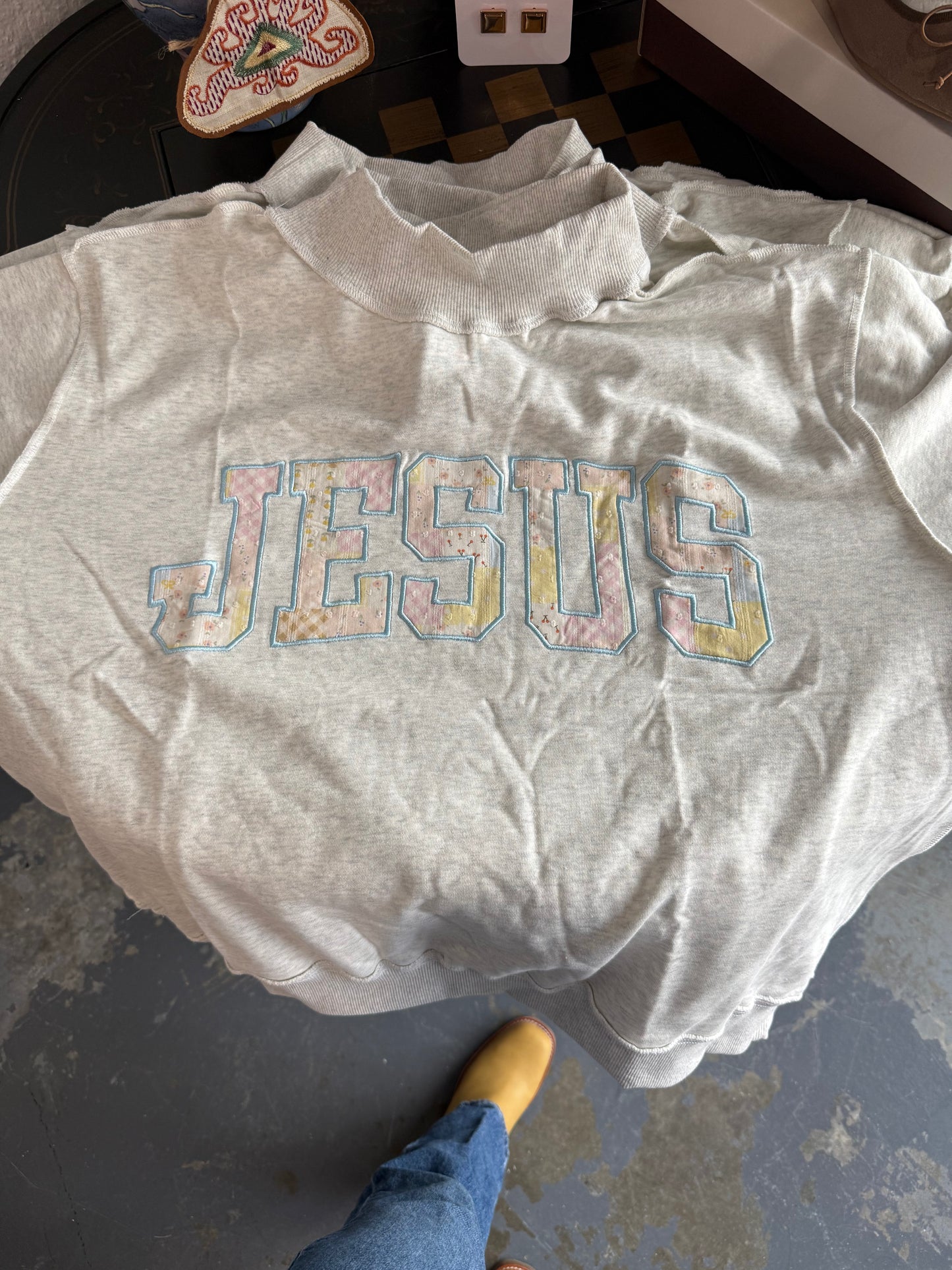 Patchwork Jesus Mock-neck