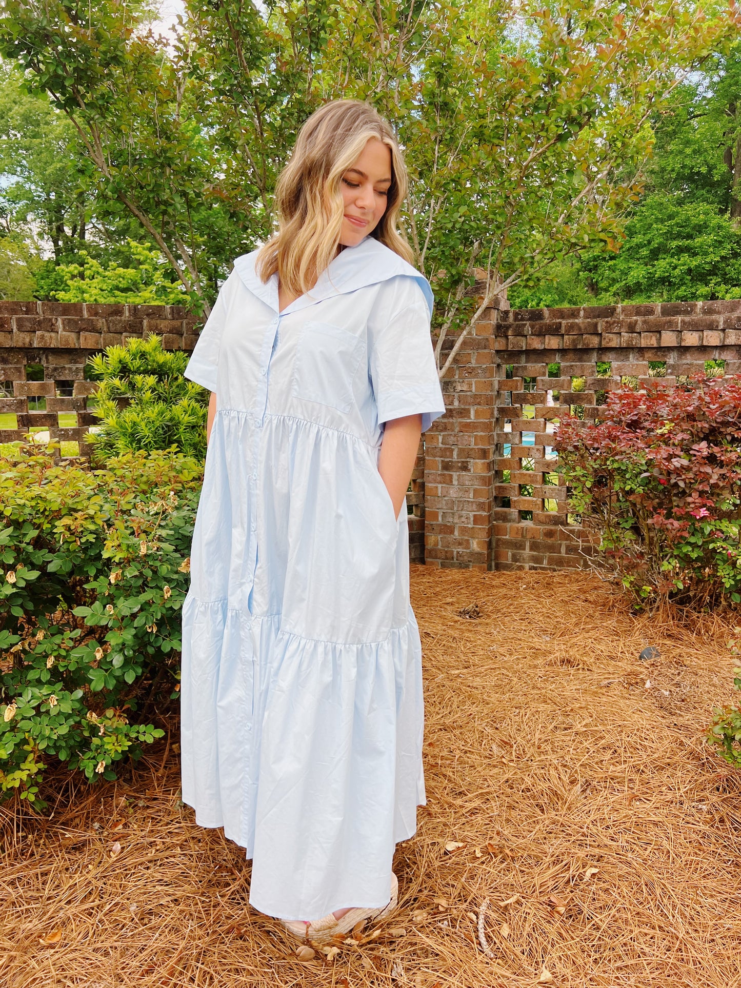Sailor Collar Midi Dress