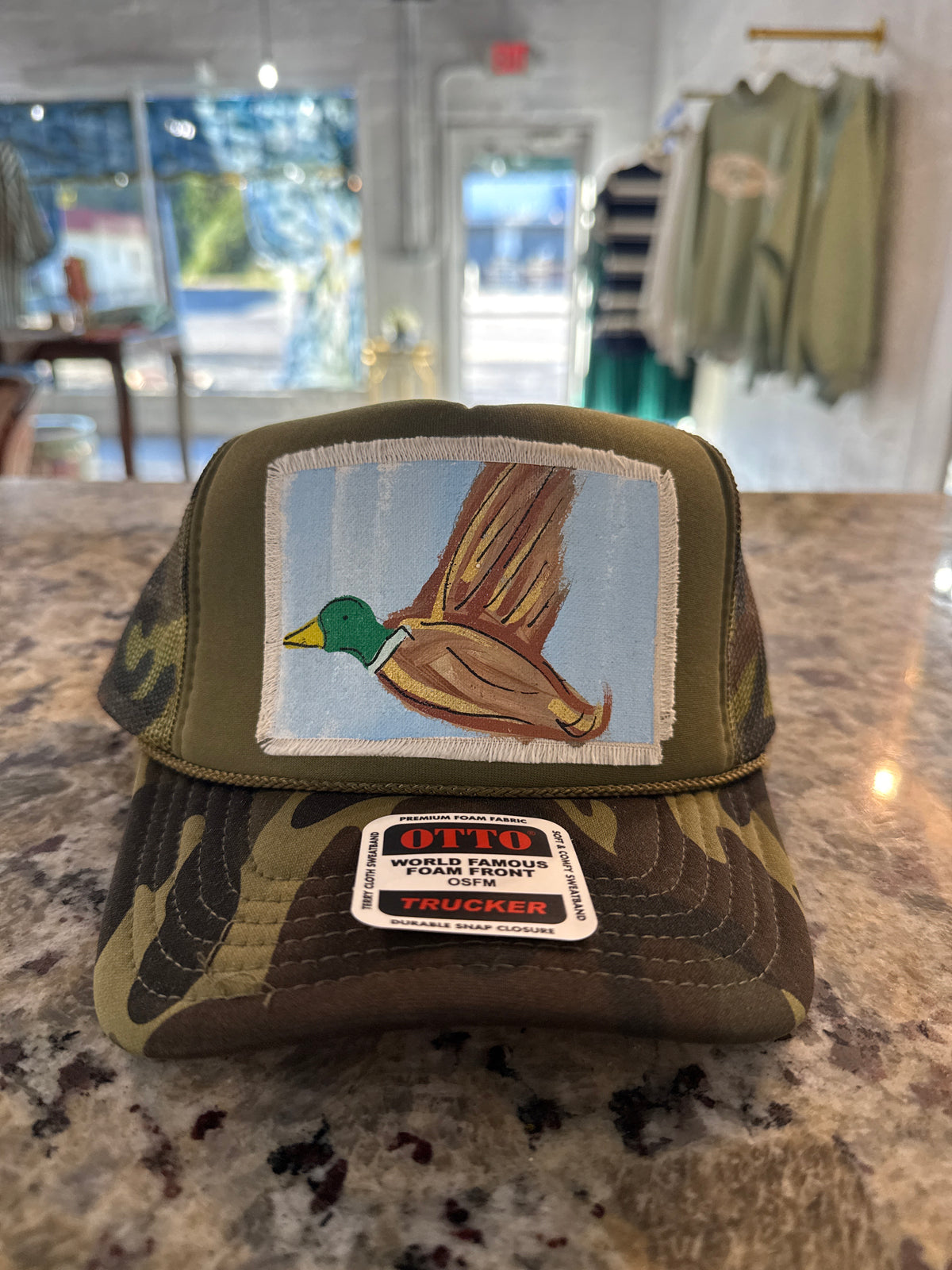 Blue Flying Duck Camp Trucker Hat