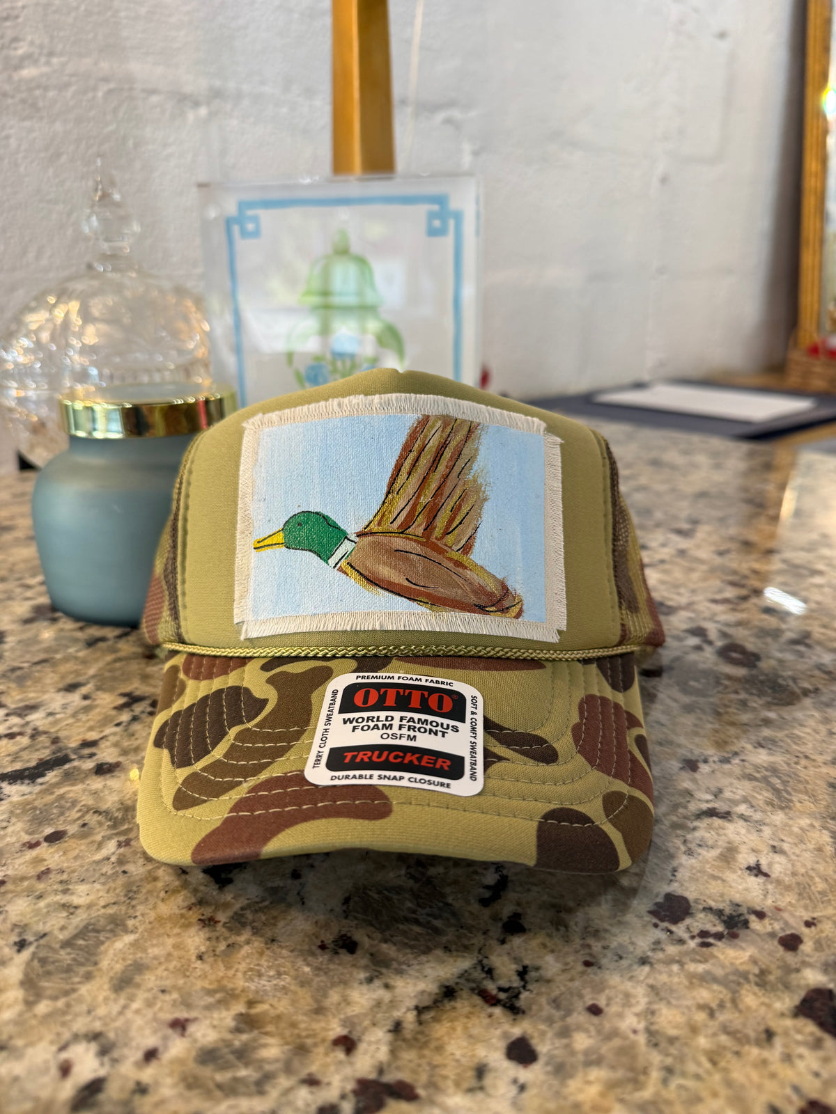 Blue Flying Duck Camo Trucker Hat