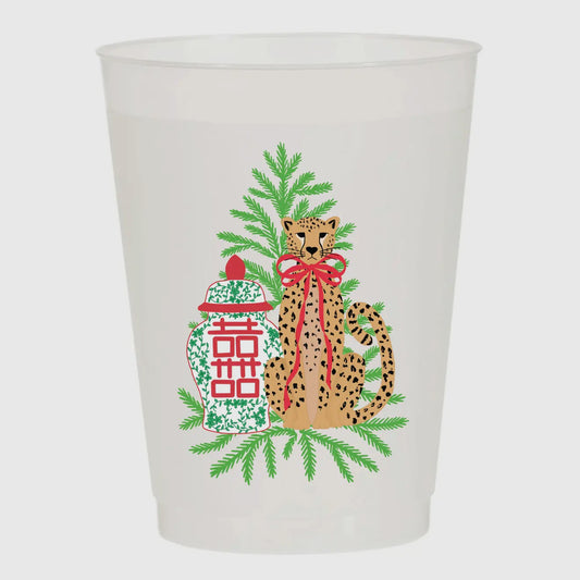Christmas Leopard Ginger Jar Frosted Cups