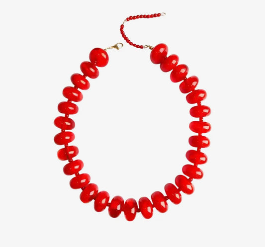 Berry Chunky Beaded Necklaxe