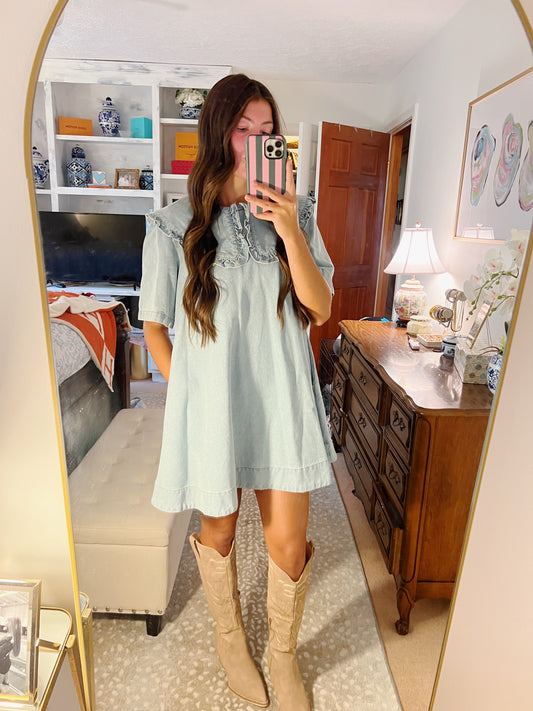 Collar Denim Dress