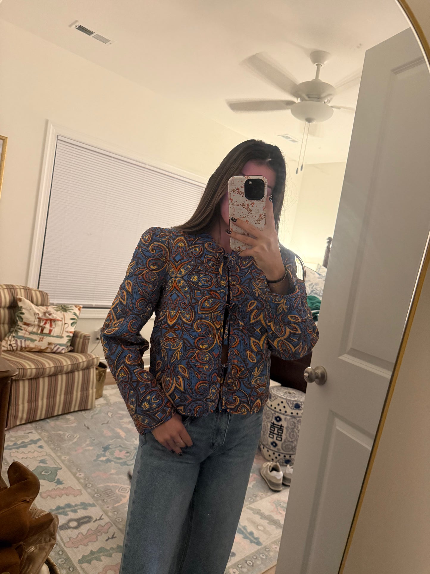 Quilted Paisley Print Jacket