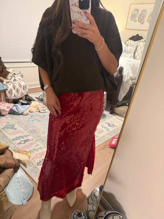 Holiday Sequin Midi Skirt